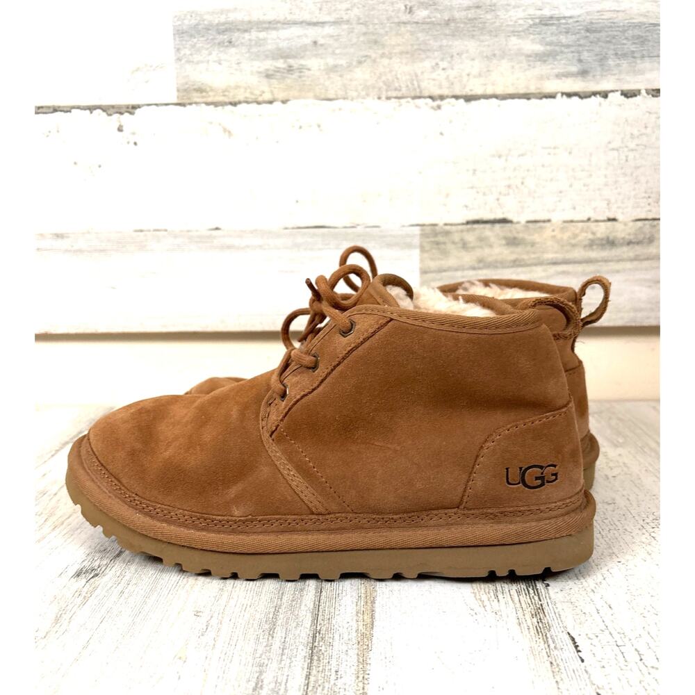 UGG Womens 9 Neumel Chestnut Brown Suede Lace Up Bootie Casual Cozy EU 40